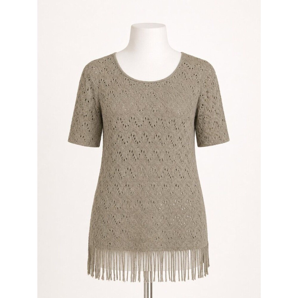 Chico's Crocheted Tunic Top - Size Small (Chico's 1) - with Fringed Bottom EUC